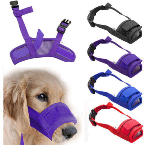 Pet Dog Adjustable Mask Bark Bite Mesh Mouth Muzzle Grooming Anti Stop Chewing ! 
