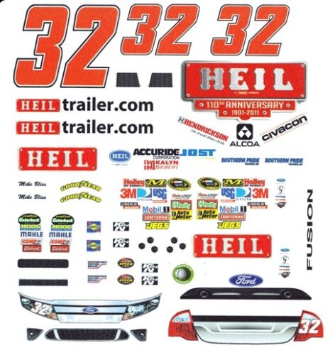 1//25th Scale Waterslide Decals #32 Mike Bliss Heil Trailer 2011 1//24th