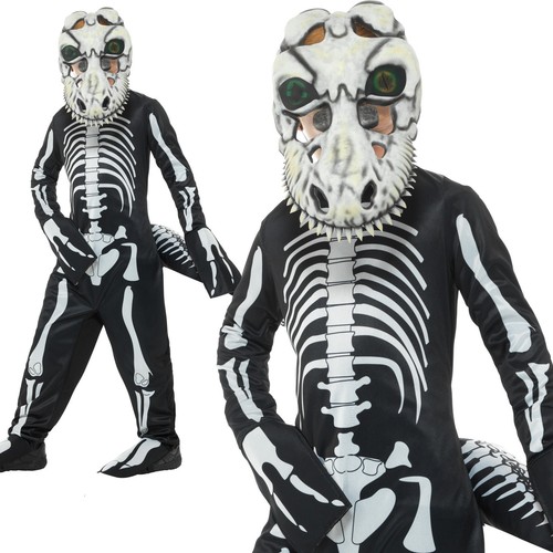 T-Rex Skeleton Costume Halloween Scary Boys Childrens Fancy Dress Outfit