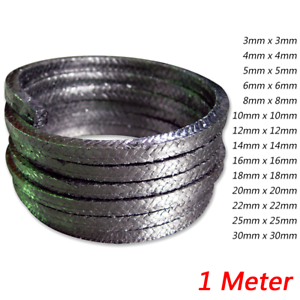 3-30 mm Square Gland Packing Graphite Cord Rope Seal for Pump Shaft Stem 1m long 