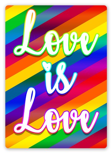 Love Is Love Metal Wall Plaque Art LGBTQ Pride Rainbow Romance