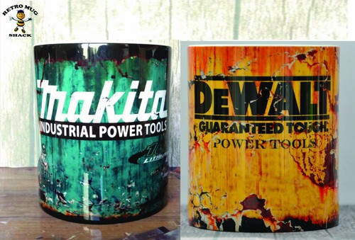 Set Of 2 Retro DeWalt /& Makita Tools Oil Can Mug Mechanic Car DIY Tea Coffee Mug