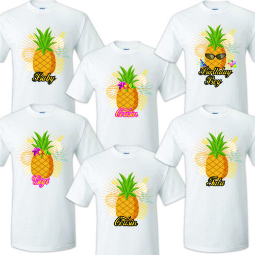 Pineapple Family Matching Birthday Party T-shirts Celebration Reunion Tropical 