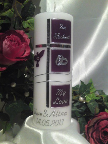 Hochzeitskerze 200//70mm Lila//Silber sehr Edel Top Neu 2013 H015
