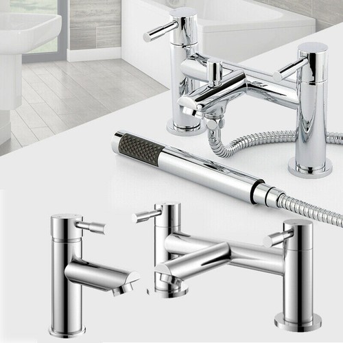 Solid Brass Chrome Hot Cold Bath Filler Mixer Tap with Handheld Shower Head Set