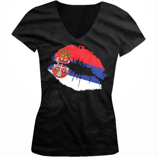 Nationality Serbian Pride Juniors V-neck T-shirt Details about   Serbia Country Flag Lips 