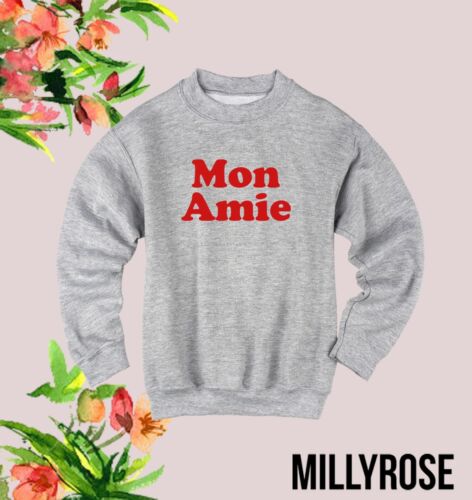 MON AMIE RED FRENCH WOMENS SLOGAN GREY BLACK WHITE JUMPER SWEATER SWEATSHIRT