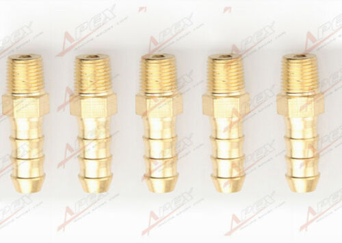5PCS 3/8" Male Brass Hose Barb To 1/4" NPT Pipe Male Thread 