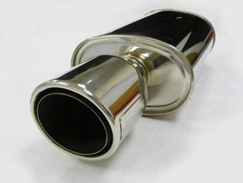 OBX Universal Oval Muffler With Double Layer Tip 2.5/" Inlet