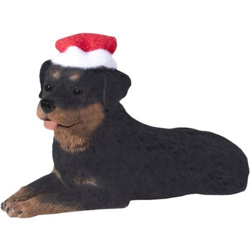 Ornament Sandicast Rottweiler lying down with Santa Hat XSO13402