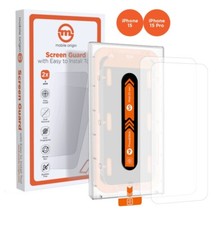 2x Echt Glas Panzerfolie für iPhone 15 / 15 Pro Display Schutzglas Anbringhilfe