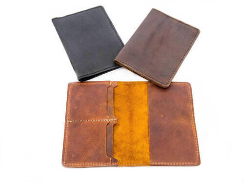 100/% Genuine leather Passport Wallet with multi slots and your initials