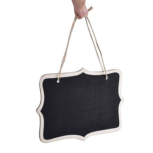 12PCS Suspension Tableau double face Mini Tableau Noir Fête Message Board Signes