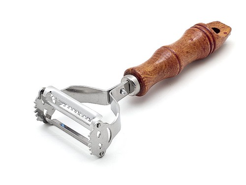 PEELER Fruit Vegetable 2-SIDED Cleaner Cutter Fish Scale Remover WOODEN HANDLE