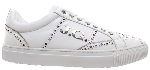 Men/'s Shoes Sneakers JOHN GALLIANO Paris 2496 Variante A Abrasiv Bianco Leather
