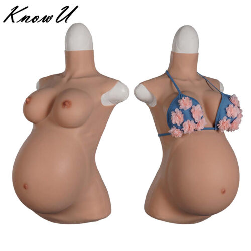 Nine Months Pregnant Fake Chest With Belly Silicone Breast Forms Cosplay KnowU