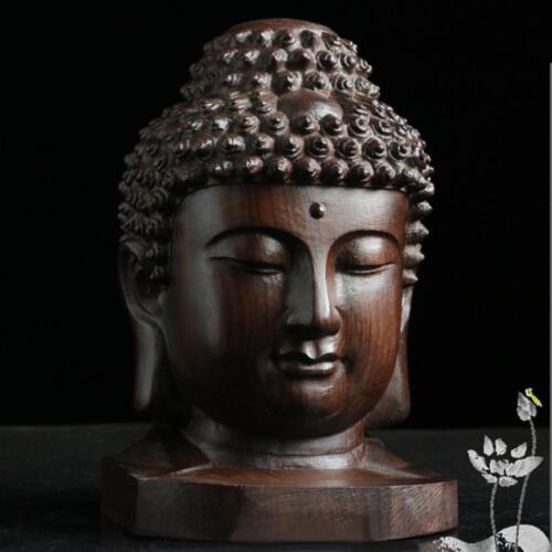 6CM Chinese Wood Carved Shakyamuni Amitabha Buddha Tathagata Head Statue 