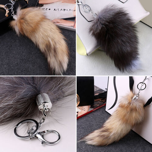 New 1PC Fox Tail Fur Tassel Keychain Bag Phone Car Key Pendant Keyring Gift