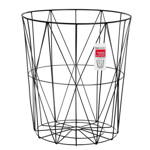 BoxSweden Toska Metal Wire 39x43cm Toys//Cushions Storage Basket//Holder Black