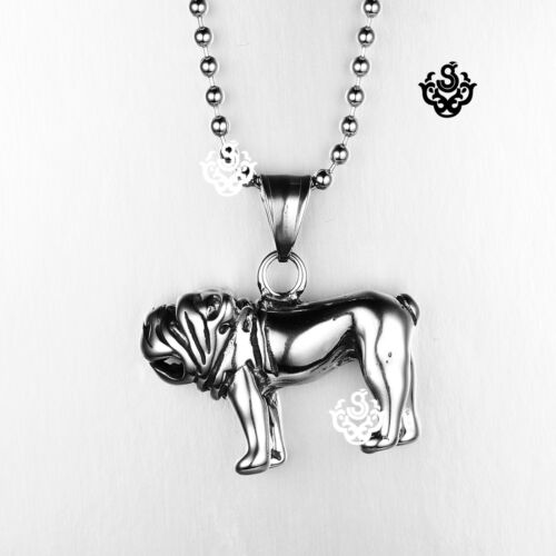 Silver Stainless Steel bulldog Bullmastiff Pendant dog Chain Necklace 
