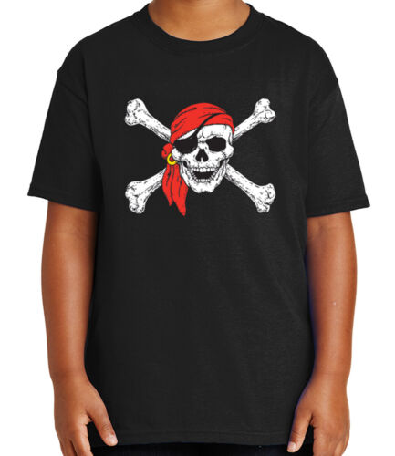 1245C Jolly Rodger Kid/'s T-shirt Skull Crossbones Tee for Youth