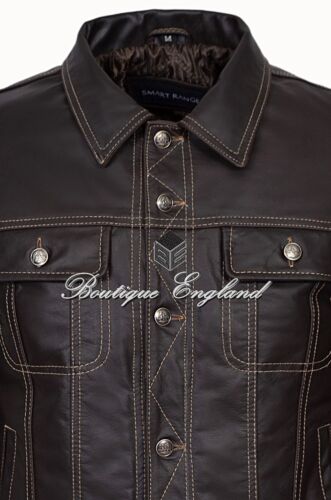 /'TRUCKER/' Mens SKIPPER Leather Jacket  BrownREAL HIDE LEATHER JACKET 1280