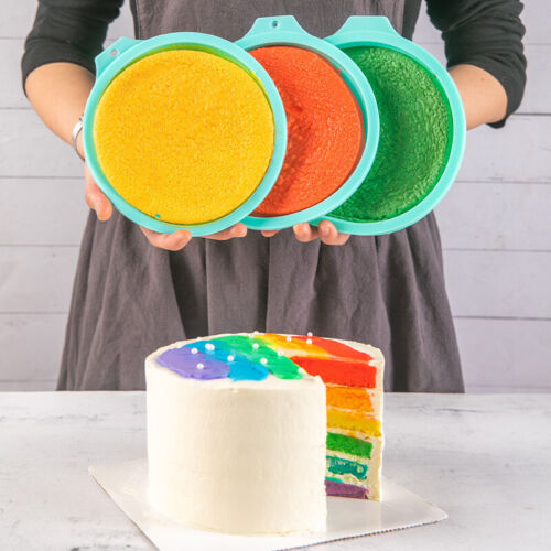 8" Silicone Rainbow Cake Bread Pastry Mould Bakeware Mousse Mold Baking Pans 