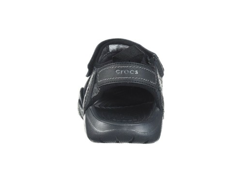 Men/'s Crocs SWIFTWATER Leather Fisherman Black//Graphite Rugged Sandals Shoes