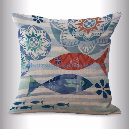 4pcs pillow decorative for sofa cushion covers fish seahorse crab octopus turtle