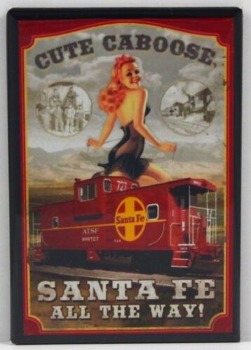 Locker Magnet GGA Cute Caboose Santa Fe Railroad Pinup Girl 2" X 3" Fridge 