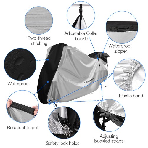 XL Waterproof Bike Motorcycle Cover Rain Dust Protector Oxford Scooter W// Zipper