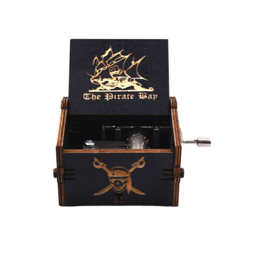 Pirates of The Caribbean Black Color Hand Crank Wooden Music Box Christmas Gifts 