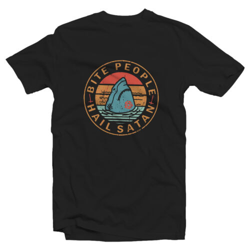 Morsure de personnes Hail Satan T-shirt unisexe-Rétro requin 