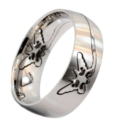 8mm Butterfly Puzzle Ring Surgical Steel 316L Stainless Steel