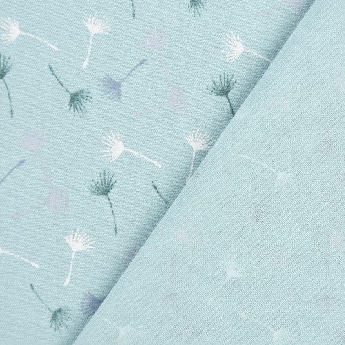 Baumwollstoff DANDELION Pusteblume dunkelmint grün grau weiß 1,45m Breite