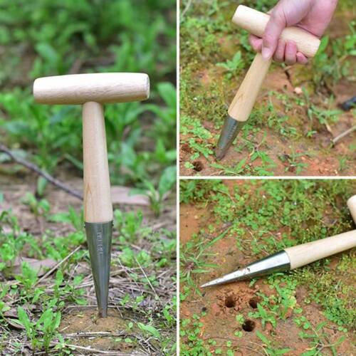 Garden Dibber Wood Handle Hole Punch Plant Seed Practical Outdoor Practical Best 