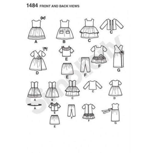 environ 45.72 cm Simplicity 18 in poupée vêtements Craft Sewing Patterns 1484 