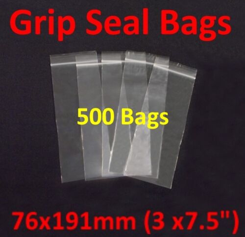 high quality Polythene Bags grip self resealable 76mm x 191mm 200 gauge