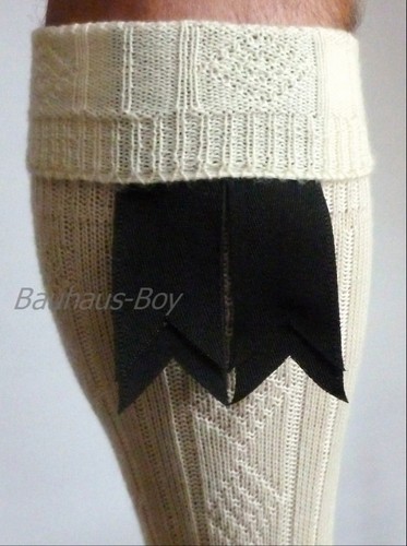 KILT HOSE SOCK FLASHES BLACK DOUBLE RIBBON ADJUSTABLE KILTWEAR HIGHLANDWEAR NEW