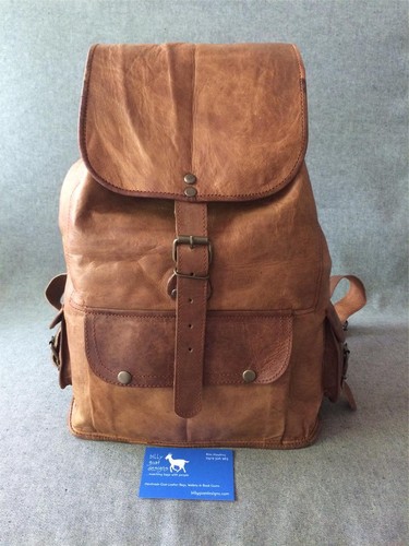 Handmade Leather Drawstring Backpack BD LARGE Rucksack Festival Bag Billy Goat
