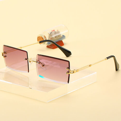 Small Rectangle Rimless Square Sunglasses 2020 Summer Style UV400 Unisex Glasses 