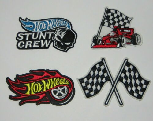 HOT WHEELS STUNT CREW Embroidered Sew//Iron On Superior Patch Set Of 4