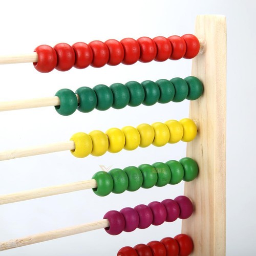 Wooden Abacus 10-row Colorful Beads Counting Kid Maths Learning Educational Toy