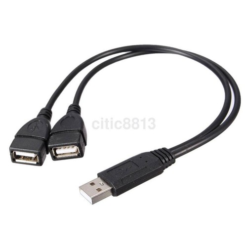 USB 2.0 A Male To 2 Dual USB Female Y Splitter Hub Power OTG Adapter Cable Cord