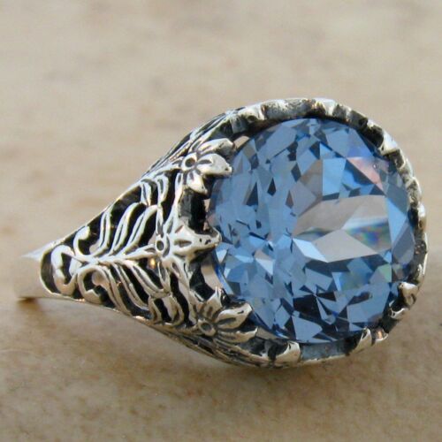 Details about  / VICTORIAN ANTIQUE STYLE .925 STERLING SILVER SIM AQUAMARINE RING SIZE 5     #738
