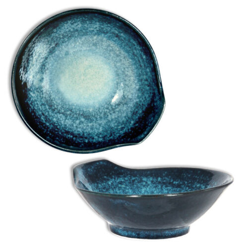 Japanese 4.75" Ceramic Blue Tempura Tonsui Dipping Sauce Nabe Bowl Made in Japan 
