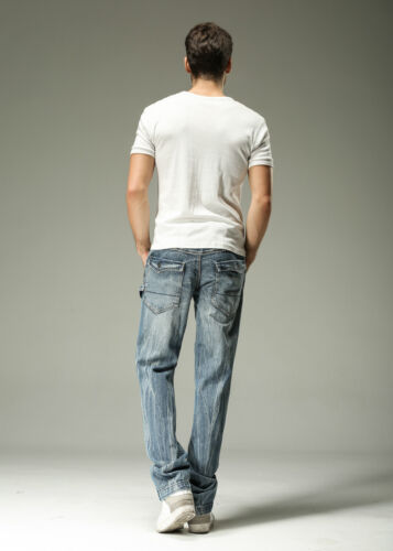 FOX JEANS Men's Allen Standar Fit Straight Blue Denim Jeans SIZE32-44 