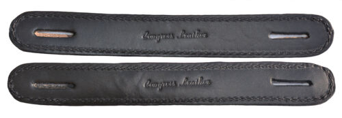 Lot of 2 Black Leather double and stitched Steamer trunk handles #100BLK