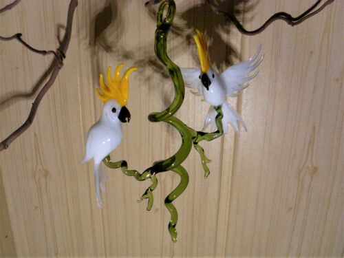 Details about  / Glass Figure Cockatoo Bloom Lauscha Glass Blowers Workshop Handmade