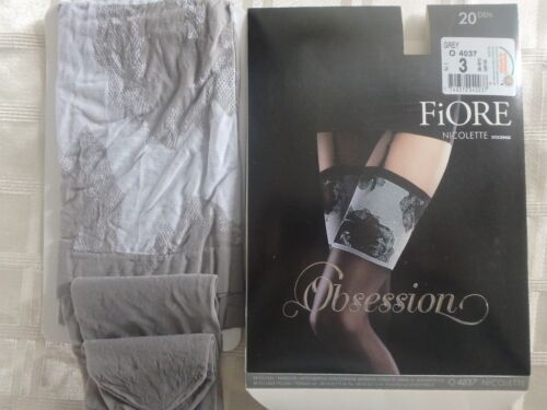Nicolette Sheer Patterned Stockings by Fiore GREY 20 den rose Made in Poland 